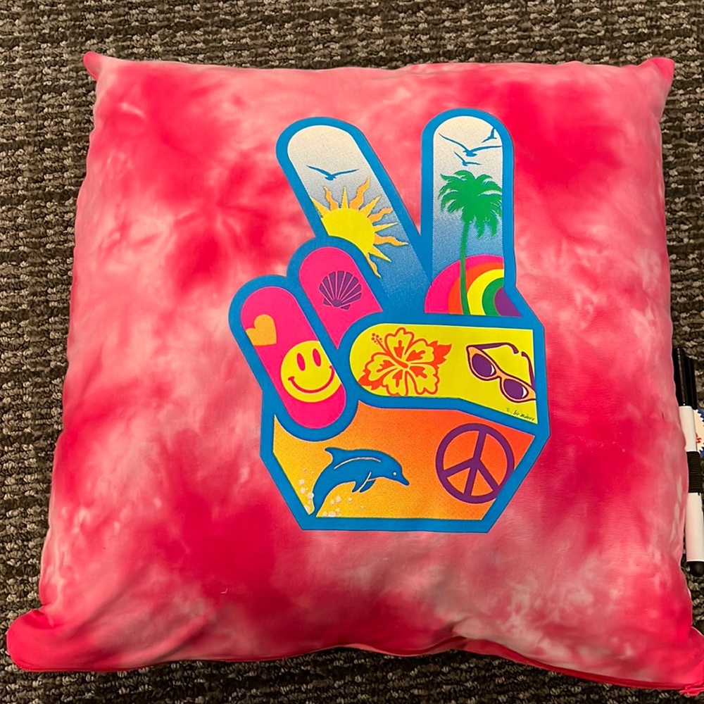 Pink tye dye autograph pillow